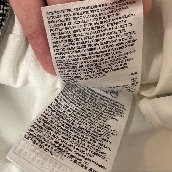 Banana Republic Blue White Black Tweed Crop Length Zip-up Blazer Jacket Size 2 - Picture 10 of 12